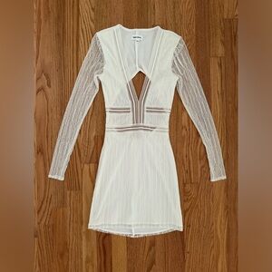 Revolve Superdown White Lace Long Sleeve Mini Dress Open Back